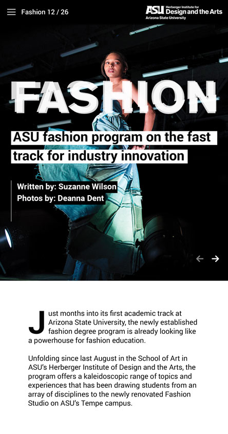 Online magazine mobile screen