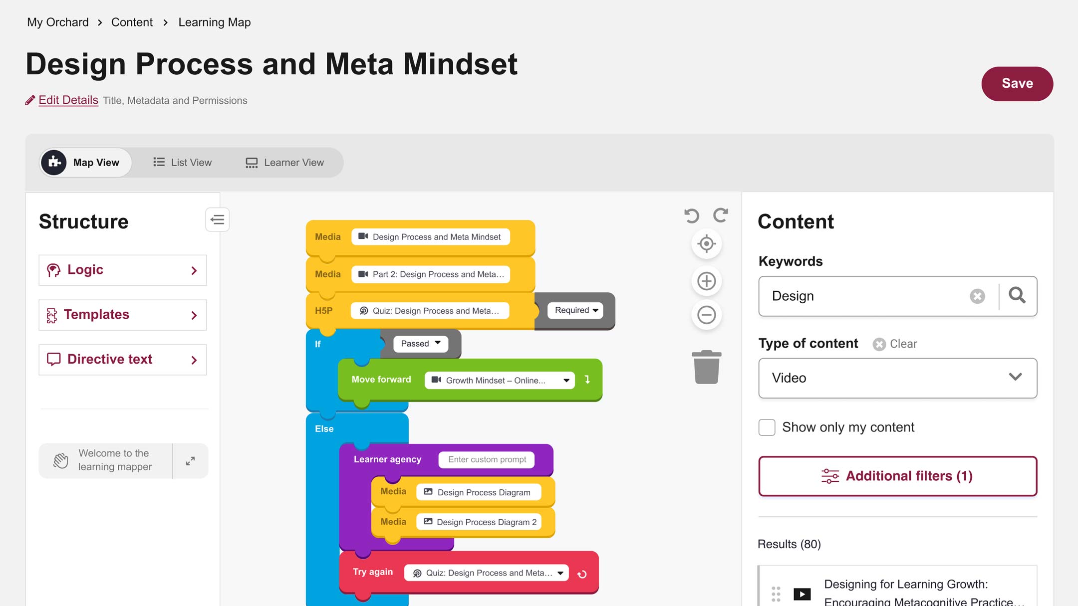 Orchard adaptive learning experience desktop screen