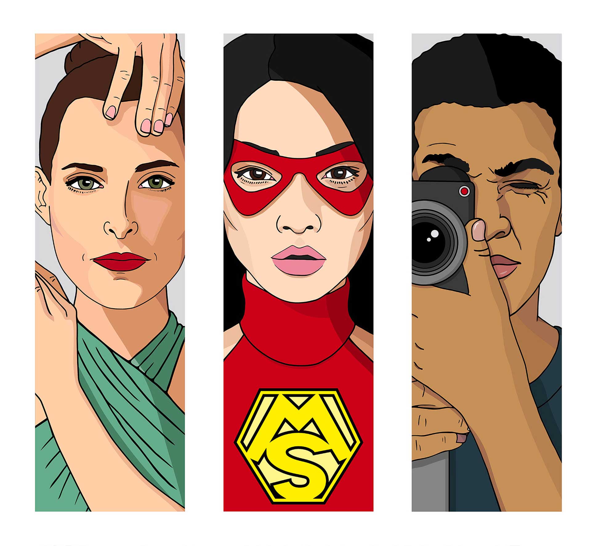 Illustration of Dancer, Theatre Actor, and Film Maker with MainStage Type
