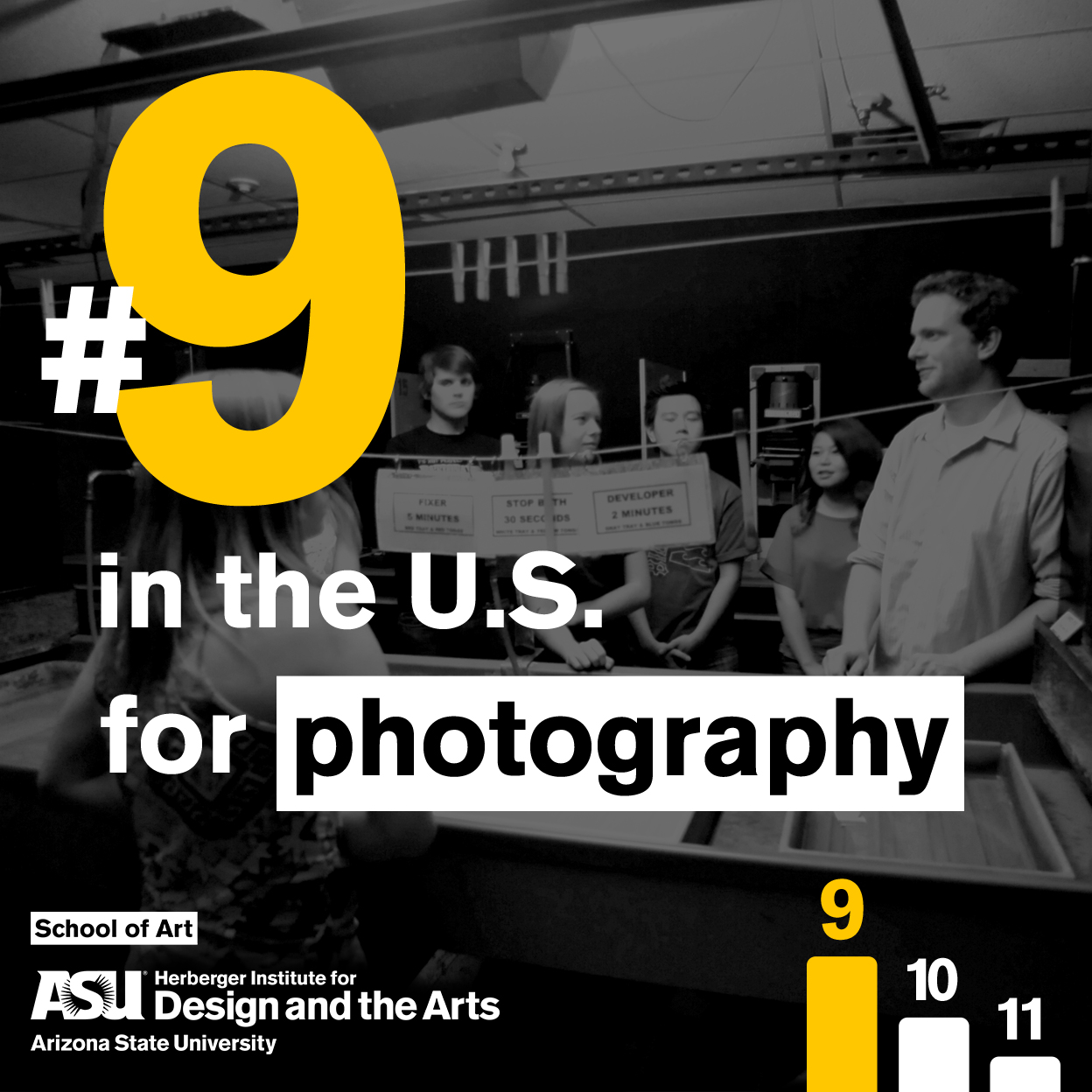 large number to depict ranking of degree program, with photo from degree program in background